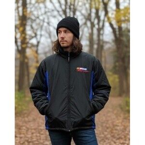 Vintage Y2K NASCAR Authentic Puffer Jacket Black Blue Full Zip XL